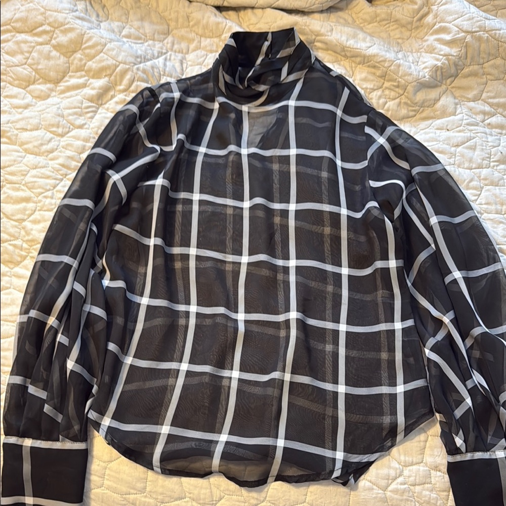 Prologue Monochrome Checkered Sheer Top